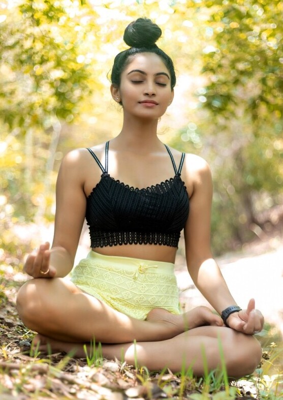 Woman Concentrating  On  Her Yoga Moves